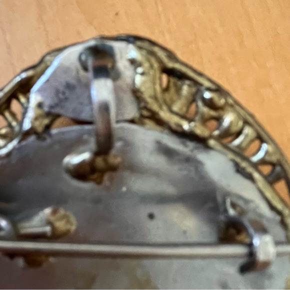 🆕 Vintage OOAK Gold-toned Brown Brazilian Agate & Quartz Crystal Pin/Pendent - Picture 3 of 4